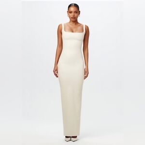 Naked Wardrobe Cream Croc Maxi Dress